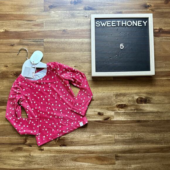 NWT SweetHoney Micah Long Sleeve Rash Guard Red Stars Patriotic Swim Preppy 5 - Picture 1 of 5